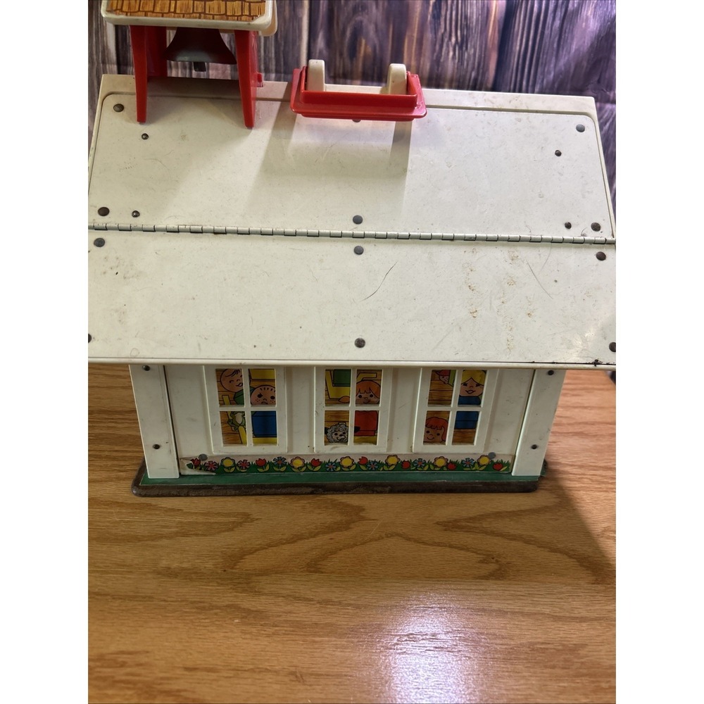 Vintage Fisher Price Little People #923 Play Family School House 1970s With Bell - Picture 5 of 7